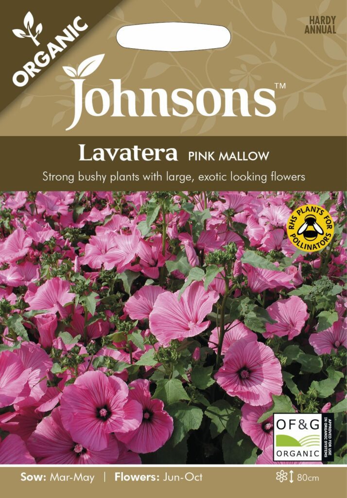 Johnsons Organic Lavatera Pink Mallow Seeds 5010931328352