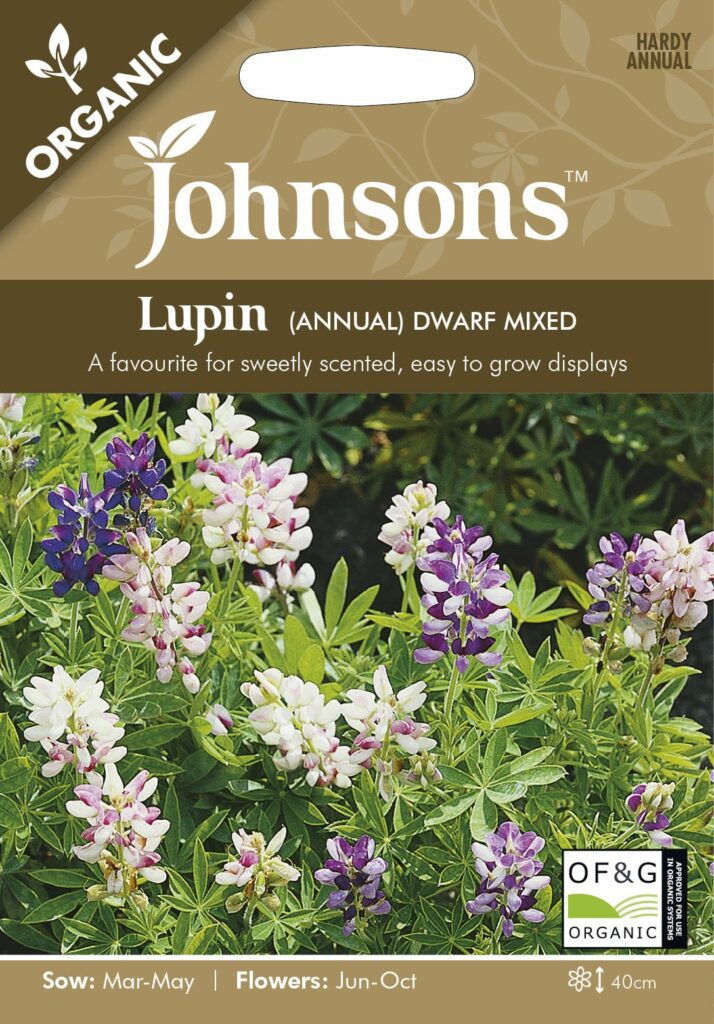 Johnsons Organic Lupin Annual Dwarf Mixed Seeds 5010931328369