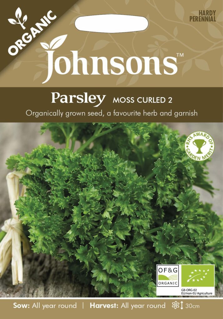 Johnsons Organic Parsley Moss Curled Seeds 5010931193004