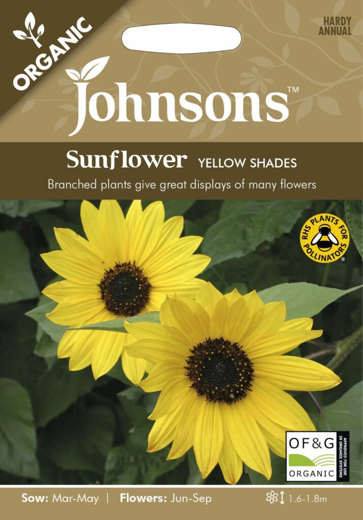 Johnsons Organic Sunflower Yellow Shades Seeds 5010931328468