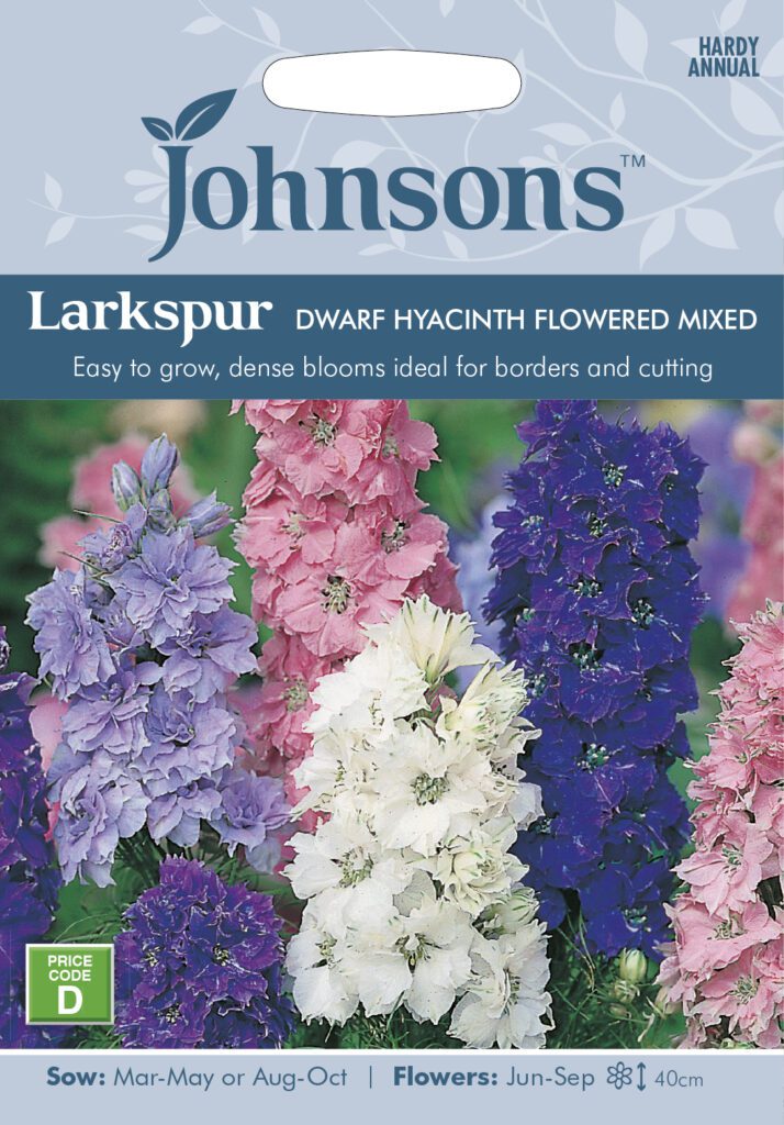 Johnsons Larkspur Dwarf Hyacinth Flowered Mixed Seeds 5010931004713