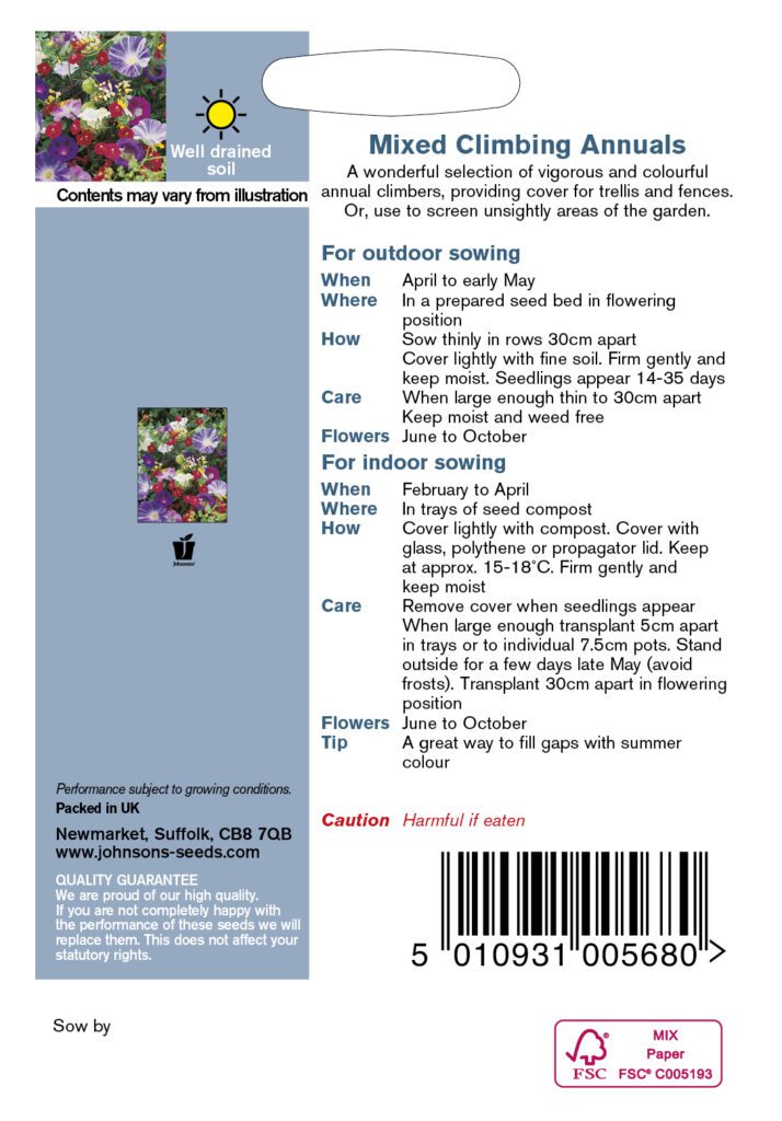 Johnsons Climbing Annual Mixed Seeds 5010931005680