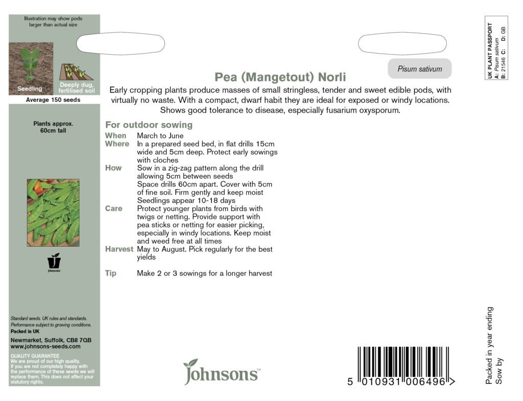 Johnsons Pea Norli Seeds 5010931006496