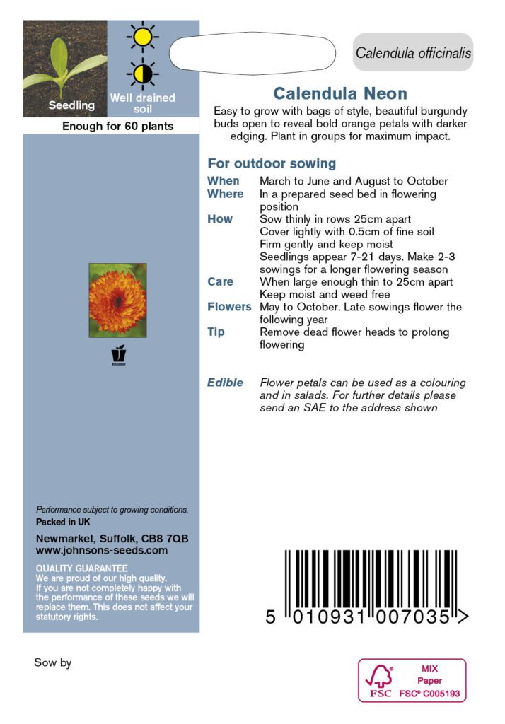 Johnsons Calendula Neon Seeds 5010931007035