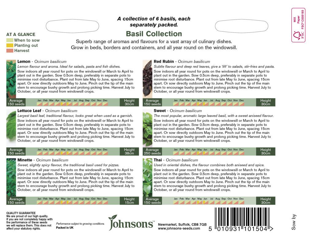 Johnsons Basil Collection Seeds 5010931101504