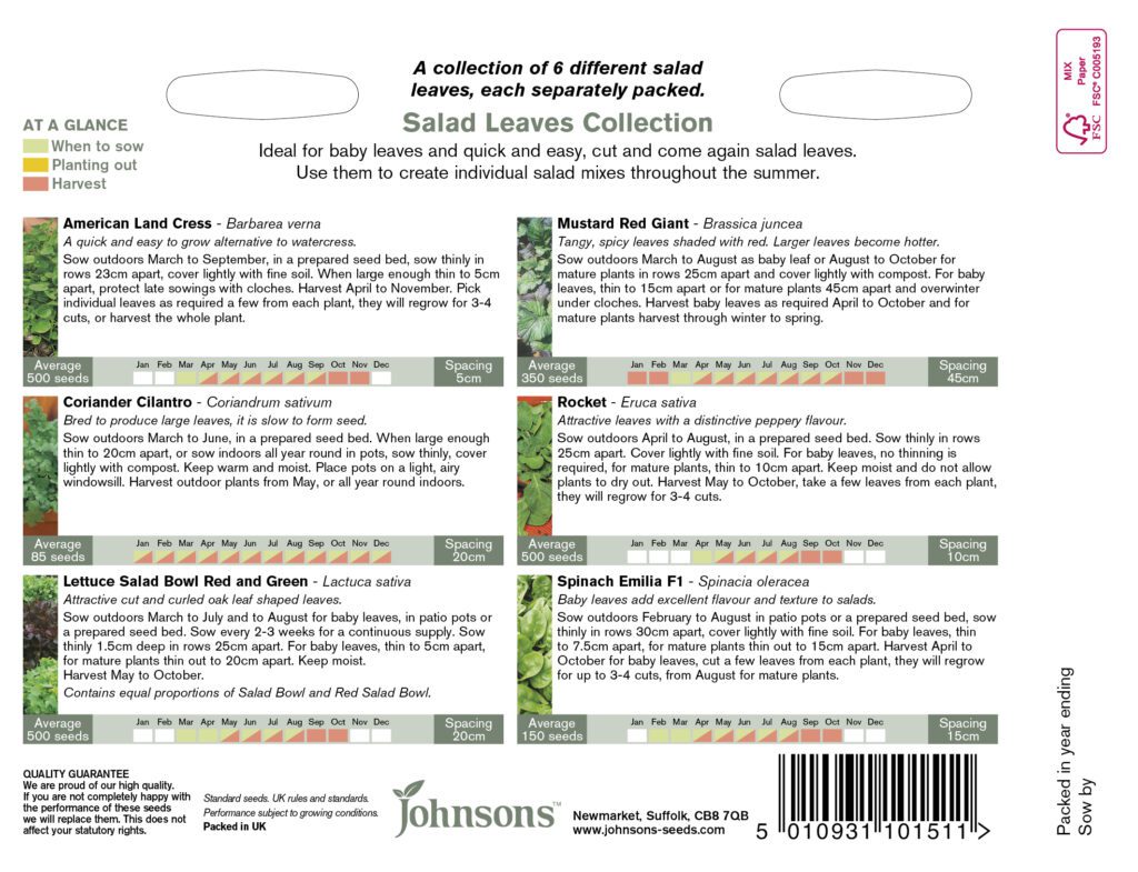 Johnsons Salad Leaves Collection Seeds 5010931101511
