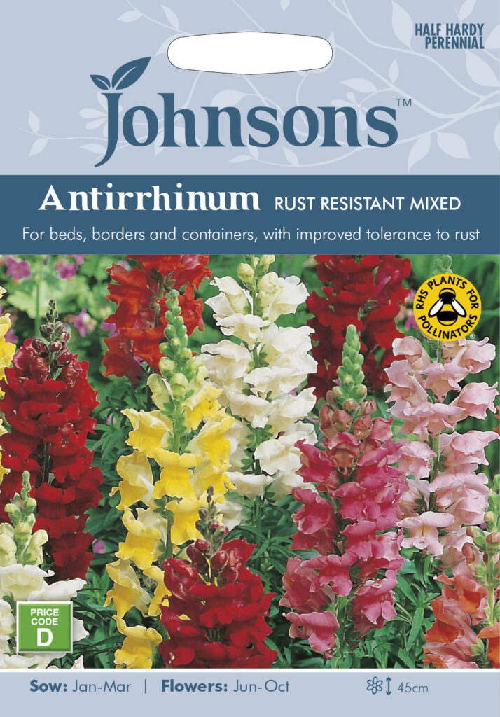 Johnsons Antirrhinum Rust Resistant Mixed Seeds 5010931101597