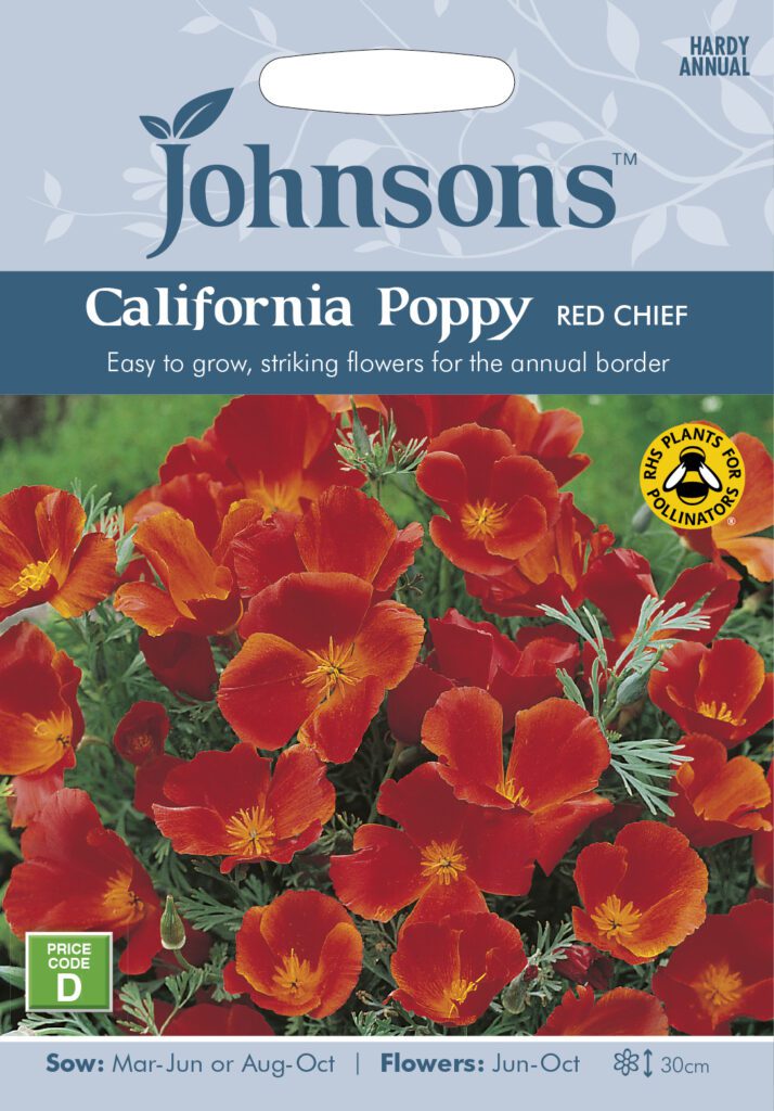 Johnsons California Poppy Red Chief Seeds 5010931101689