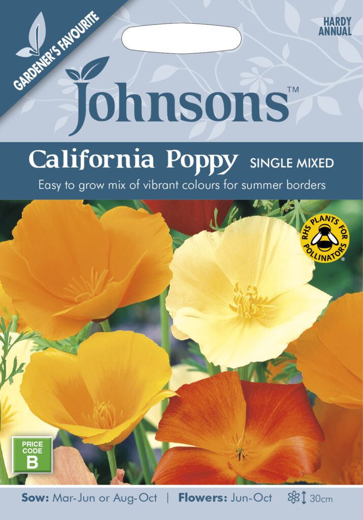 Johnsons California Poppy Single Mixed Seeds 5010931101696