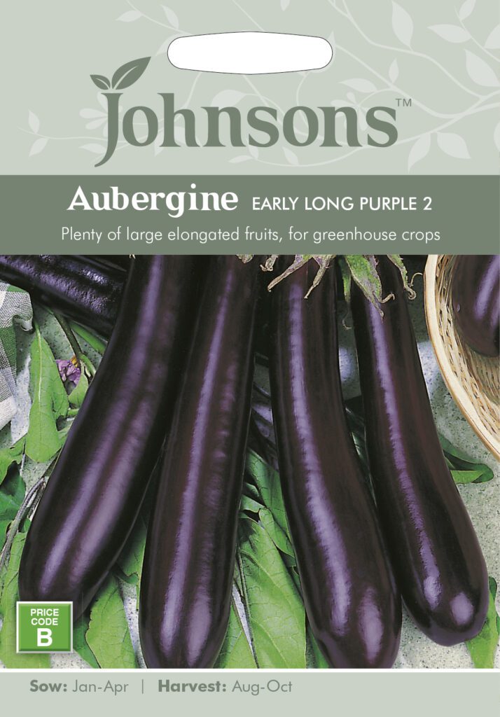 Johnsons Aubergine Early Long Purple Seeds 5010931140152