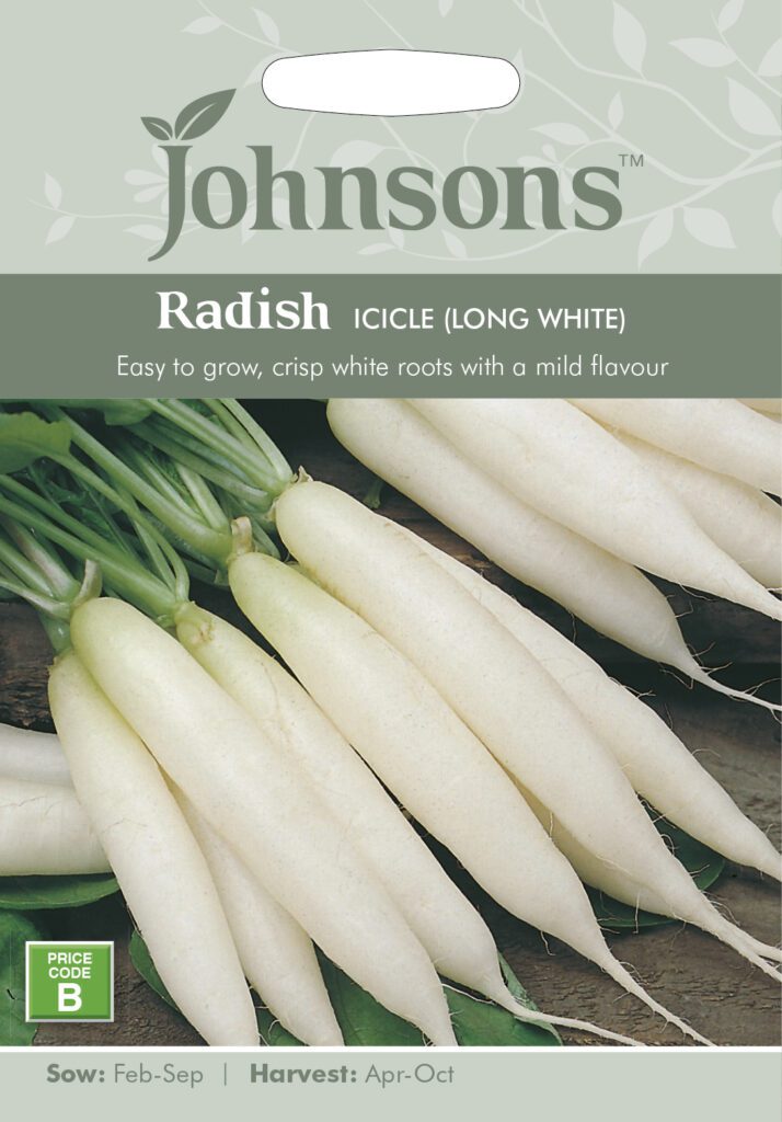 Johnsons Radish Icicle (Long White) Seeds 5010931142774