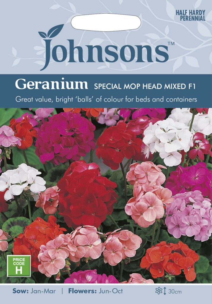 Johnsons Geranium Special Mop Head Mixed Seeds 5010931204120