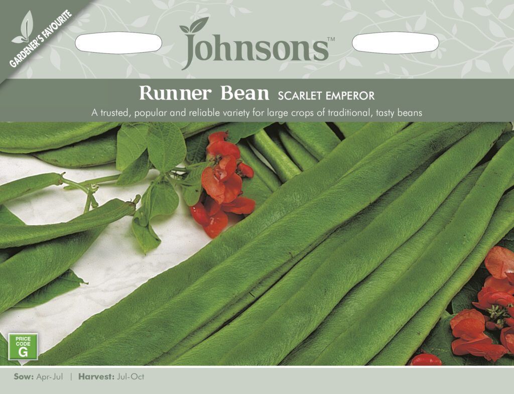 Johnsons Runner Bean Scarlet Emperor Seeds 5010931240555