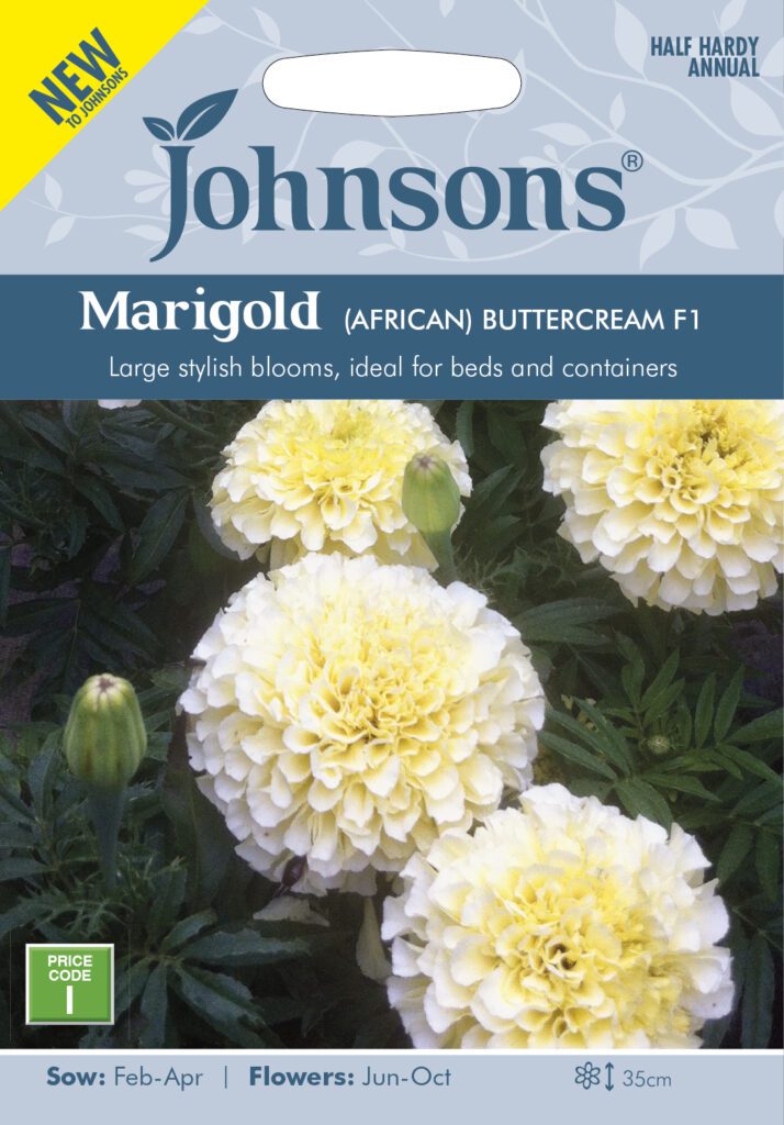 Johnsons Marigold Buttercream F1 Seeds 5010931381357