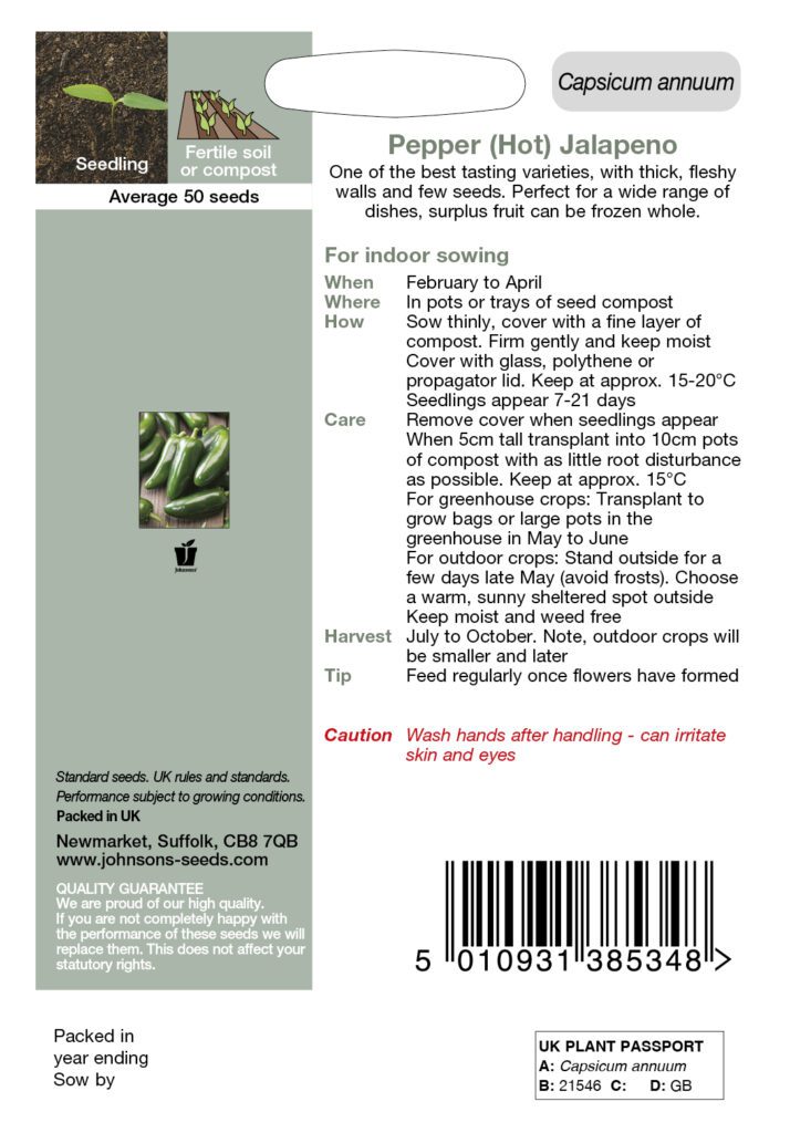 Johnsons Pepper Jalapeno Seeds 5010931385348