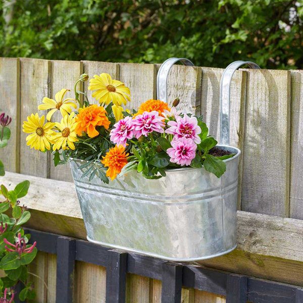 Fence & Balcony Hanging Planter Galvanised Steel 00458705