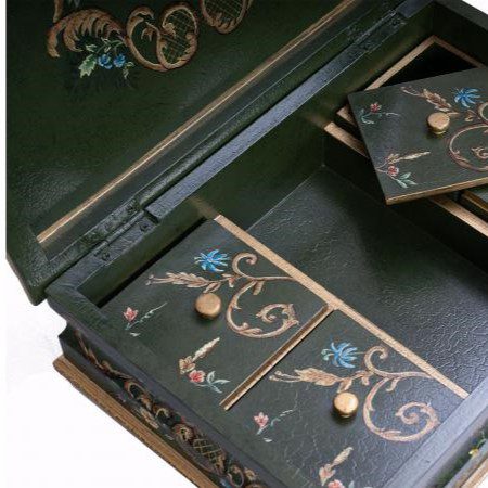 Toleware Green Fountain Jewellery Box 5055759284039