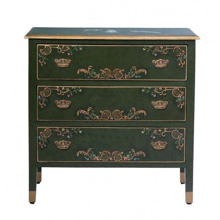 00469930 1 Toleware Green Fountain Chest of Drawers