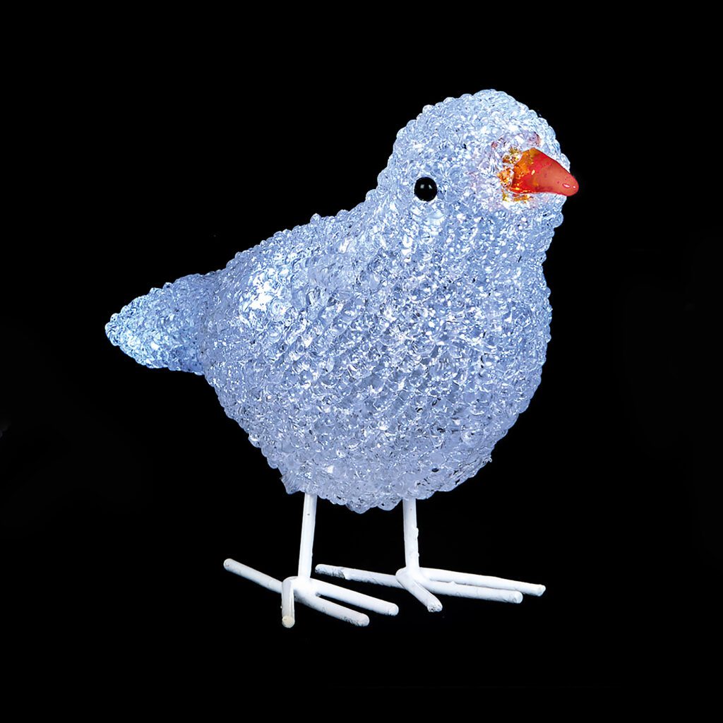 Acrylic Light Up Christmas Birds with 30 White LEDs 5053844224205